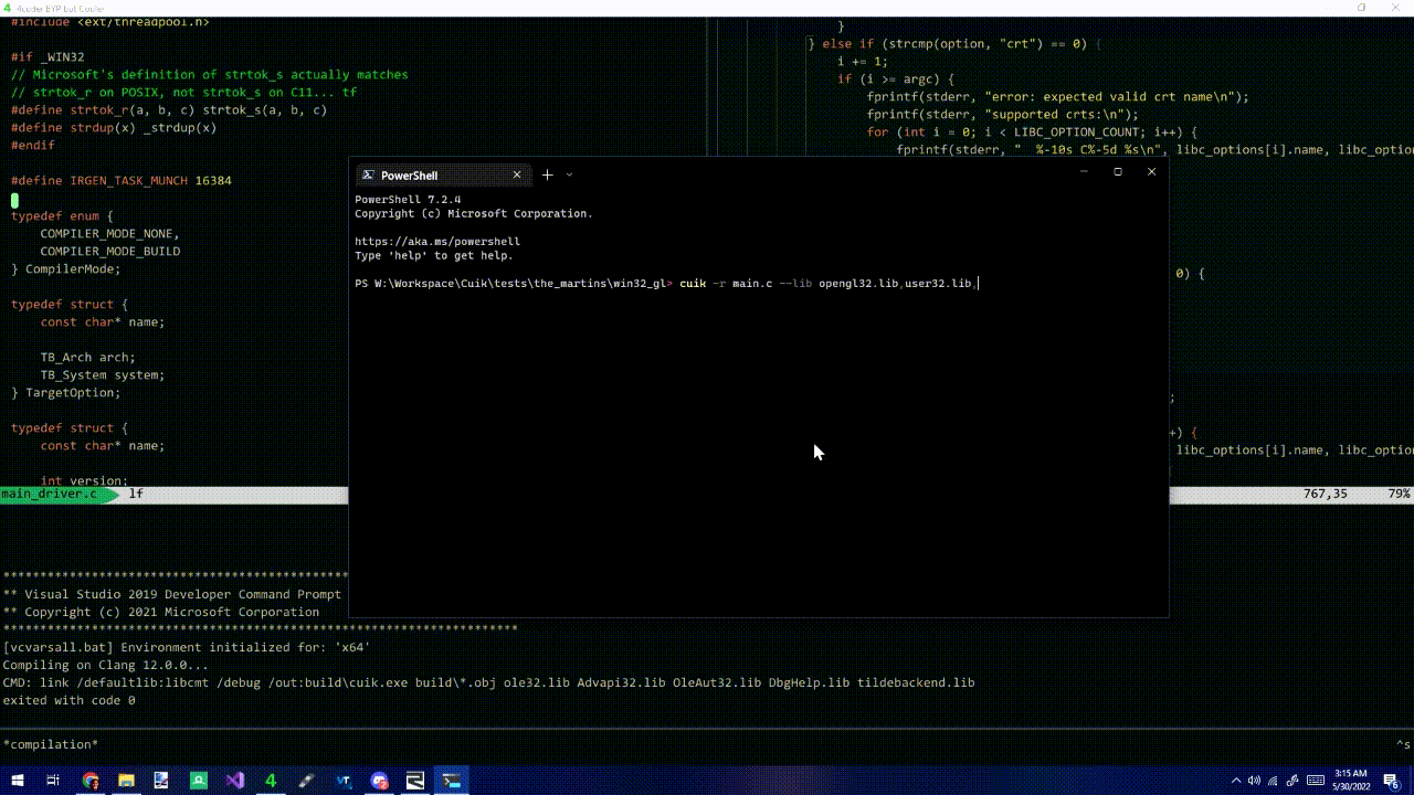 Cuik compiling a GL demo